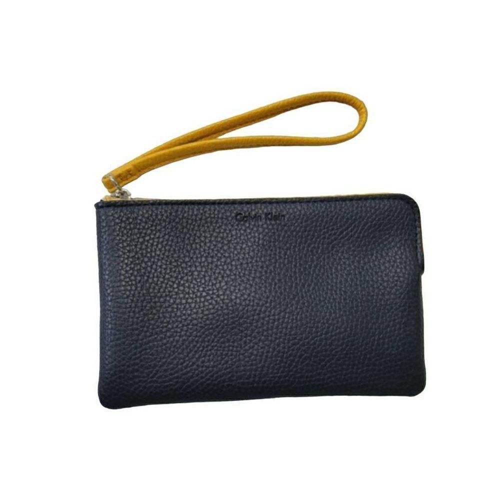 Calvin Klein Black/Burnt Orange Wristlet - 7.25" L, 4.5" H, 1" D